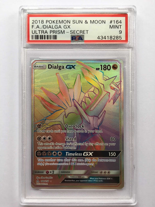 Dialga GX 164/156 Rainbow Rare PSA 9 Mint Card (Ultra Prism)