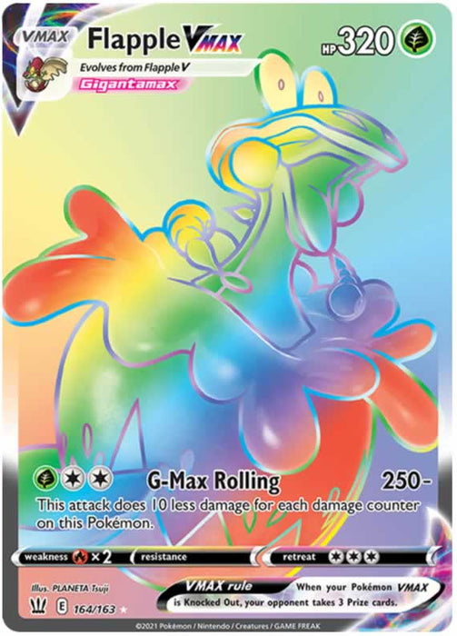 Flapple VMAX 164/163 Rainbow Rare Pokemon Card (Battle Styles)