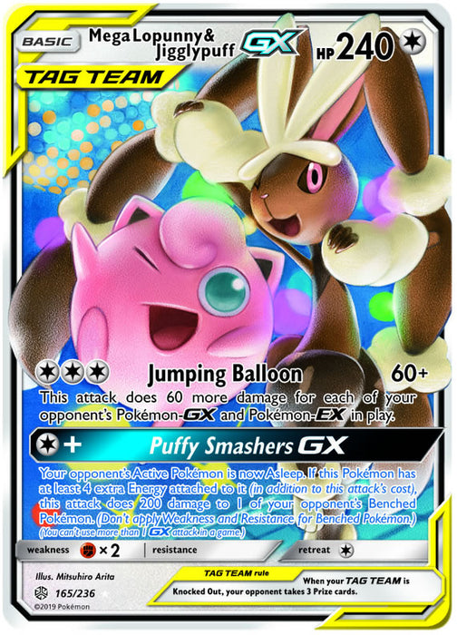 Mega Lopunny & Jigglypuff Tag Team GX 165/236 Ultra Rare Pokemon Card (Cosmic Eclipse)