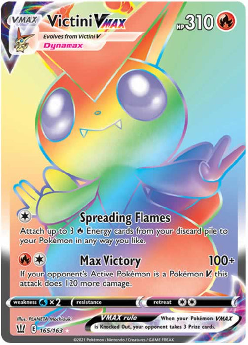 Victini VMAX 165/163 Rainbow Rare Pokemon Card (Battle Styles)