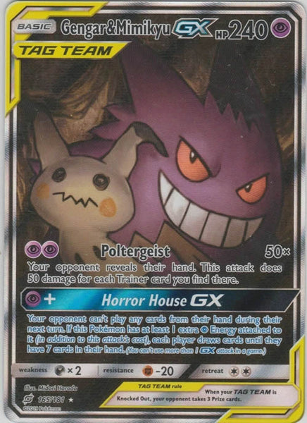 Gengar & Mimikyu GX 165/181 Full Art Pokemon Card (Team Up