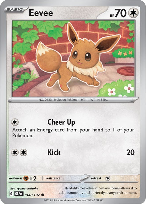Eevee 166/197 Common Reverse Holo Pokemon Card (SV Obsidian Flames)
