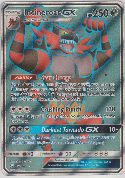 Incineroar GX 167/181 Full Art Pokemon Card (Team Up)