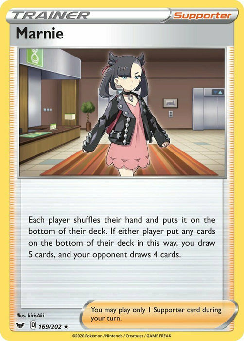 Marnie 169/202 Rare Non-Holo Pokemon Card (Sword & Shield)