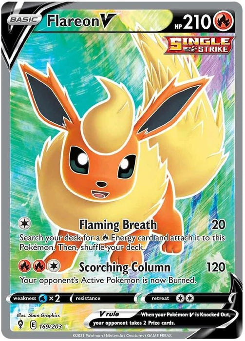 Flareon V 169/203 Ultra Rare Pokemon Card (SWSH Evolving Skies)