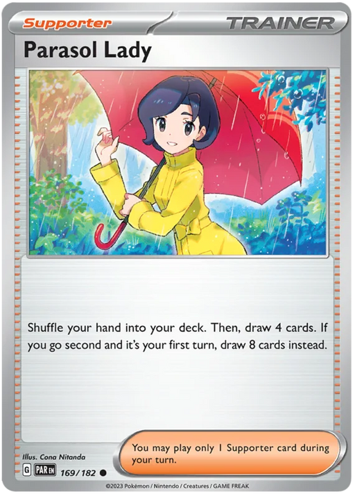 Parasol Lady 169/182 Common Reverse Holo Pokemon Card (SV04 Paradox Rift)