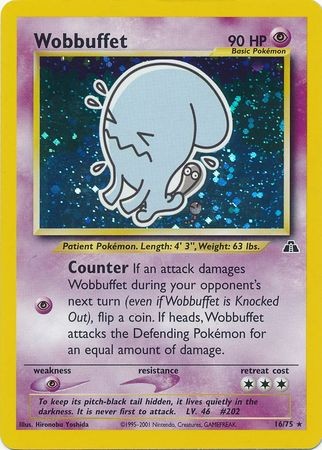 Wobbuffet 16/75 Rare Holo Pokemon Card (Neo Discovery)