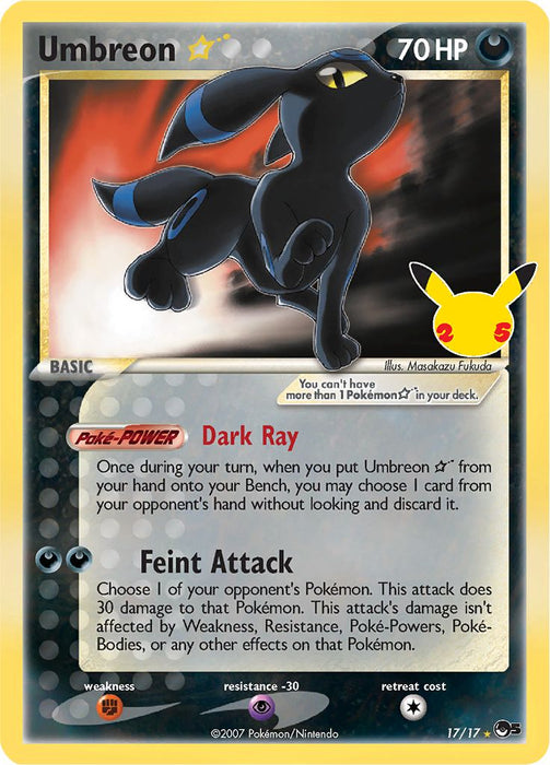 Umbreon Star (POP Series 5) 17/17 Shiny Rare Pokemon Card (Celebrations Classic Collection)