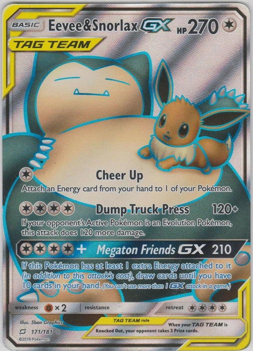 Eevee & Snorlax GX 171/181 Full Art Pokemon Card (Team Up)