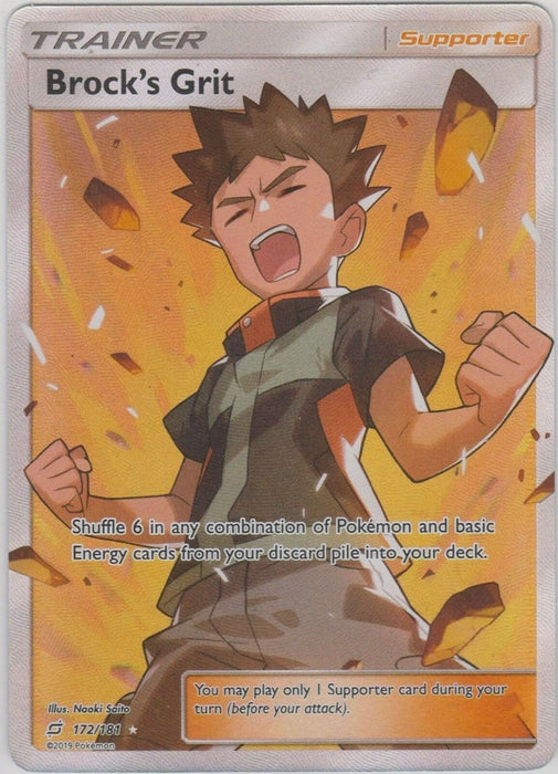 Brock's Grit 172/181 Full Art Supporter Card (Team Up)