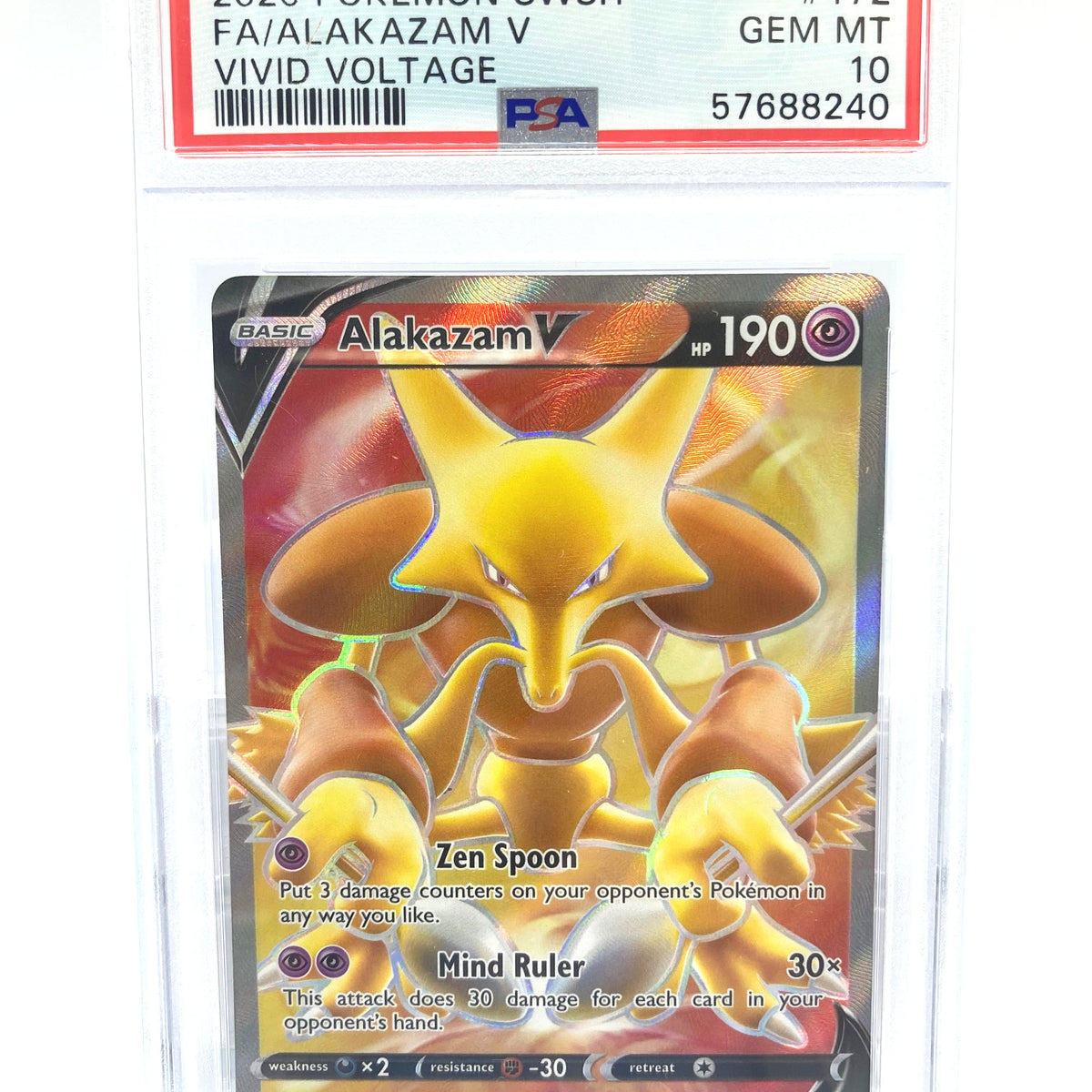 Alakazam V 172/185 PSA 10 Gem Mint Graded Pokemon Card (Sword