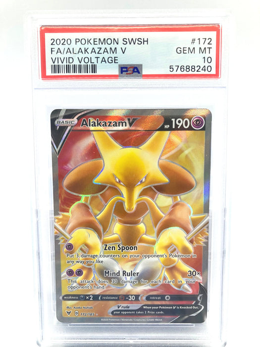 Alakazam V 172/185 PSA 10 Gem Mint Graded Pokemon Card (Sword & Shield Vivid Voltage)