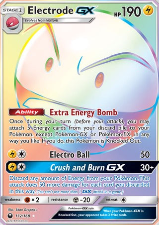 gx pokemon cards rainbow rare Electrode GX 172/168 Rainbow Secret Rare Pokemon Card (SM Celestial St —  Titan Cards Ltd