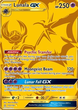 Lunala GX 172/156 Gold Secret Rare Pokemon Card (Ultra Prism) Titan Cards Ltd Lunala GX 172/156 Gold Secret Rare Pokemon Card (Ultra Prism) Titan Cards Ltd