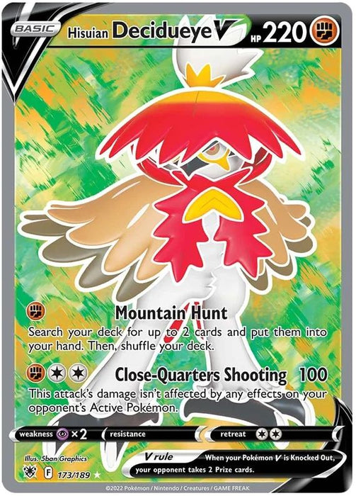 Hisuian Decidueye V 173/189 Rare Ultra Pokemon Card (SWSH Astral Radiance)