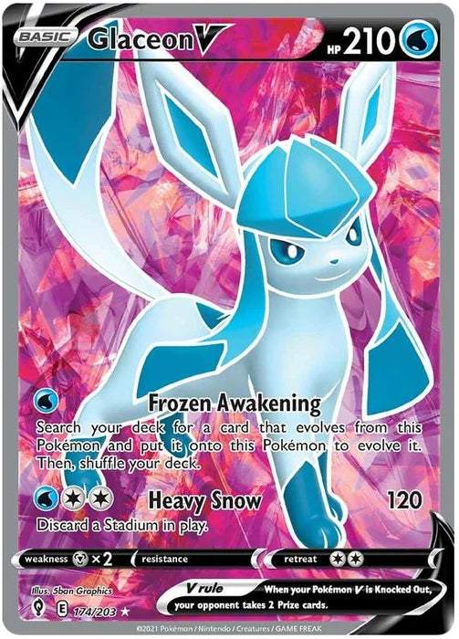 Glaceon V 174/203 Ultra Rare Pokemon Card (SWSH Evolving Skies)