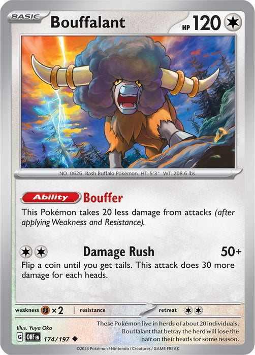 Bouffalant 174/197 Uncommon Reverse Holo Pokemon Card (SV Obsidian Flames)