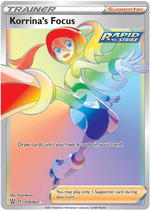 Korrina's Focus 174/163 Rainbow Rare Pokemon Card (Battle Styles)