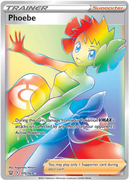 Phoebe 175/163 Rainbow Rare Pokemon Card (Battle Styles)