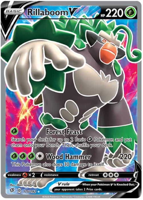 Rillaboom V 175/192 Ultra Rare Pokemon Card (SWSH Rebel Clash)