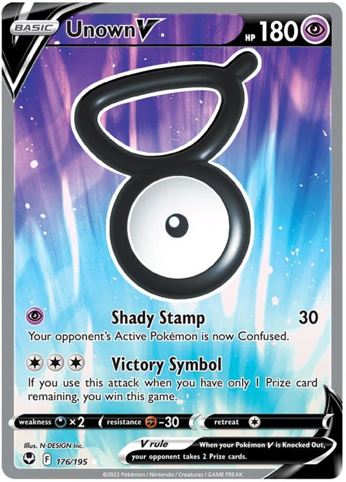 Unown V 176/195 Rare Ultra Pokemon Card (SWSH Silver Tempest)