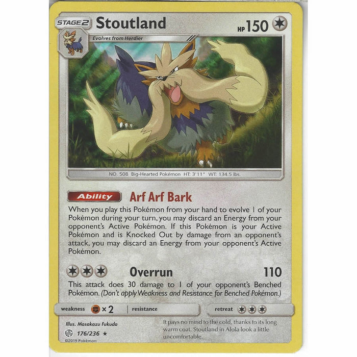 Stoutland 176/236 Rare Holo Pokemon Card (Cosmic Eclipse)