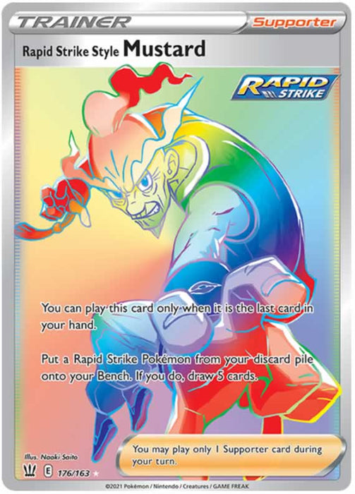 Rapid Strike Style Mustard 176/163 Rainbow Rare Pokemon Card (Battle Styles)