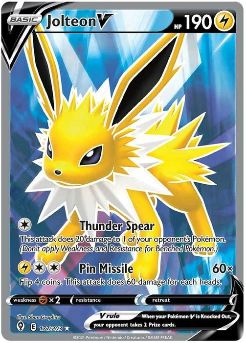 Jolteon V 177/203 Ultra Rare Pokemon Card (SWSH Evolving Skies)