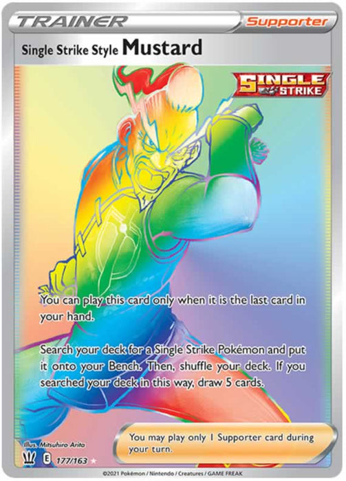 Single Strike Style Mustard 177/163 Rainbow Rare Pokemon Card (Battle Styles)