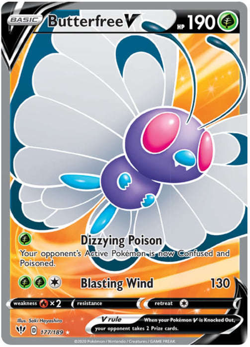 Butterfree V 177/189 Full Art Ultra Rare Pokemon Card (Darkness Ablaze)
