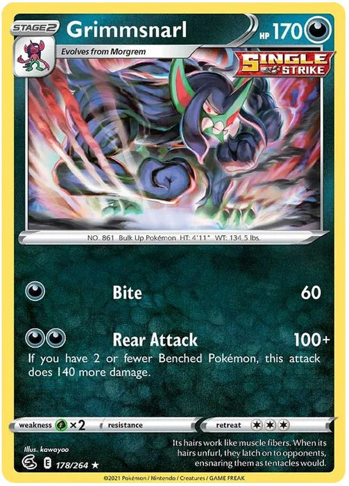 Grimmsnarl 178/264 Rare Holo Reverse Holo Pokemon Card (SWSH Fusion Strike)