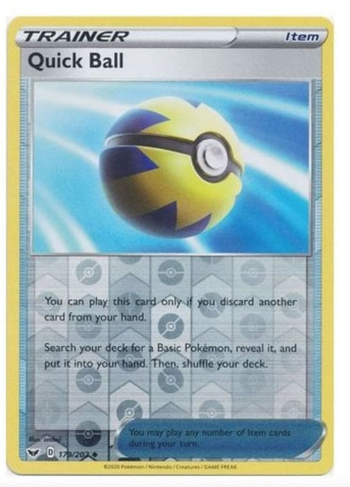 Quick Ball 179/202 Uncommon Reverse Holo Pokemon Card (Sword & Shield)