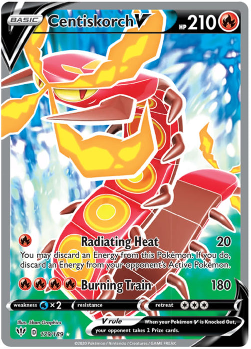 Centiskorch V 179/189 Full Art Ultra Rare Pokemon Card (Darkness Ablaze)