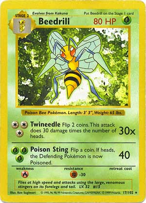 Beedrill 17/102 Rare Pokemon Card (Base Set)