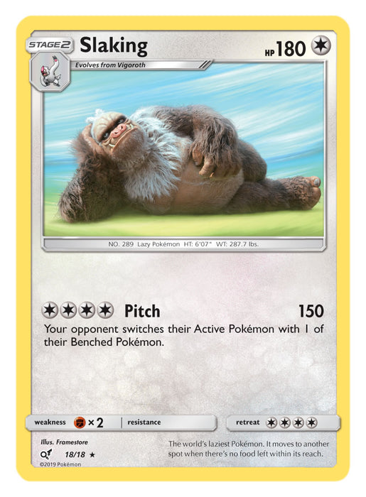 Slaking 18/18 Rare Pokemon Card (Detective Pikachu)