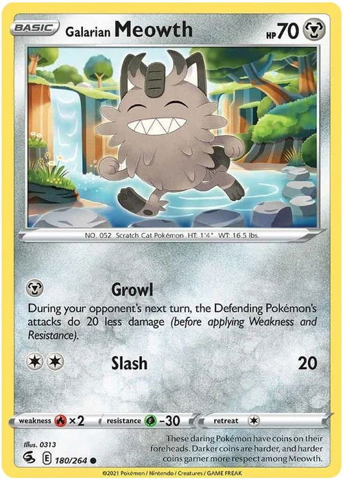 Galarian Meowth 180/264 Common Pokemon Card (SWSH Fusion Strike)