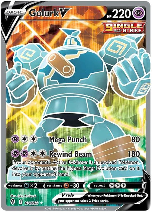 Golurk V 181/203 Ultra Rare Pokemon Card (SWSH Evolving Skies)