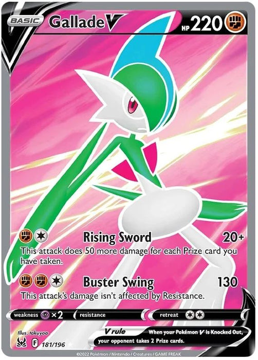 Gallade V 181/196 Rare Ultra Pokemon Card (Sword & Shield Lost Origin)