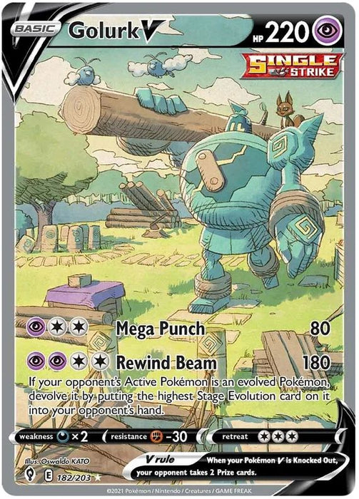 Golurk V 182/203 Ultra Rare Pokemon Card (SWSH Evolving Skies)