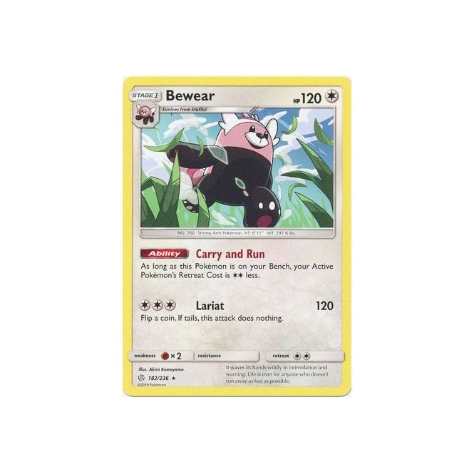 Bewear 182/236 Rare Pokemon Card (Cosmic Eclipse)