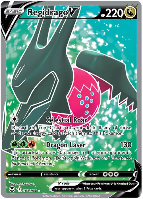 Regidrago V 183/195 Rare Ultra Pokemon Card (SWSH Silver Tempest)