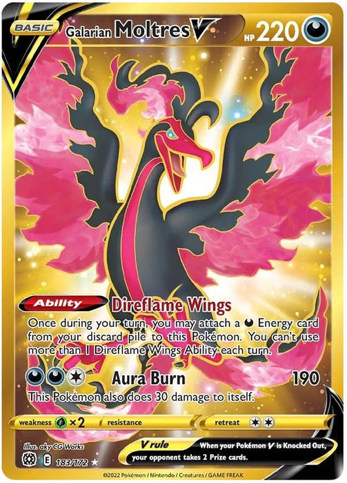 Galarian Moltres V 183/172 Gold Secret Rare Pokemon Card (SWSH Brilliant Stars)