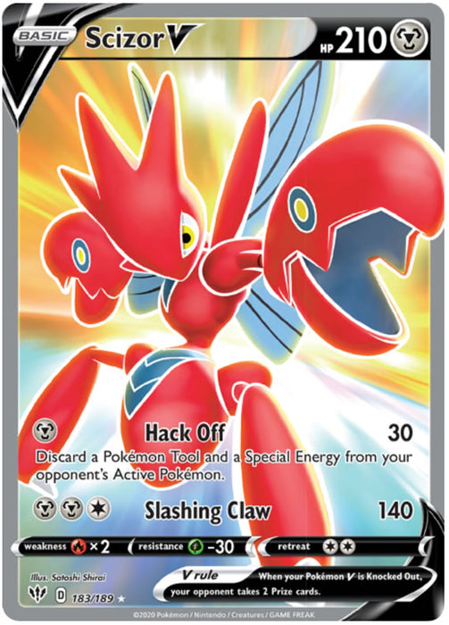 Scizor V 183/189 Full Art Ultra Rare Pokemon Card (Darkness Ablaze)