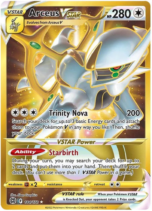 Arceus VSTAR 184/172 Gold Secret Rare Pokemon Card (SWSH Brilliant Stars)