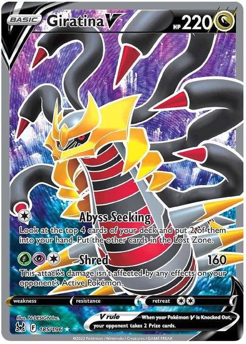 Giratina V 185/196 Rare Ultra Pokemon Card (Sword & Shield Lost Origin)