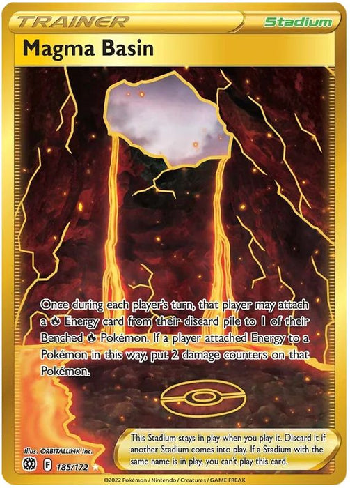 Magma Basin 185/172 Gold Secret Rare Pokemon Card (SWSH Brilliant Stars)