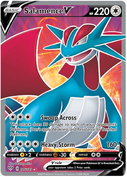 Salamence V 185/189 Full Art Ultra Rare Pokemon Card (Darkness Ablaze)