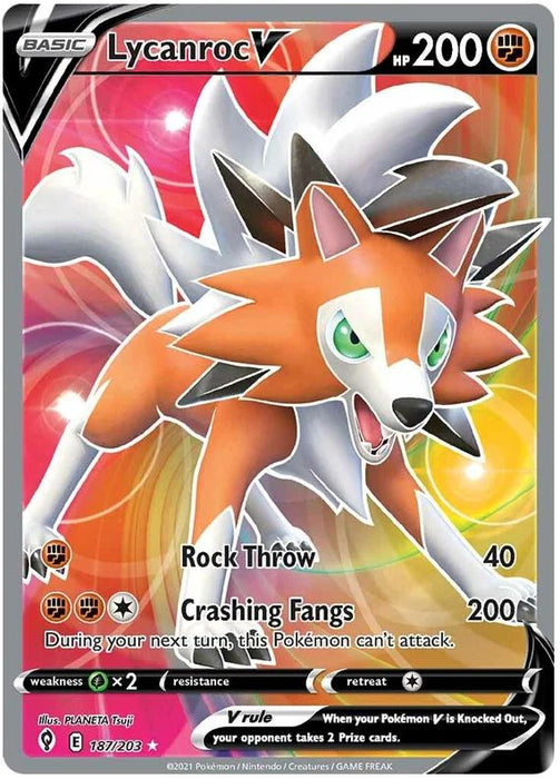 Lycanroc V 187/203 Ultra Rare Pokemon Card (SWSH Evolving Skies)