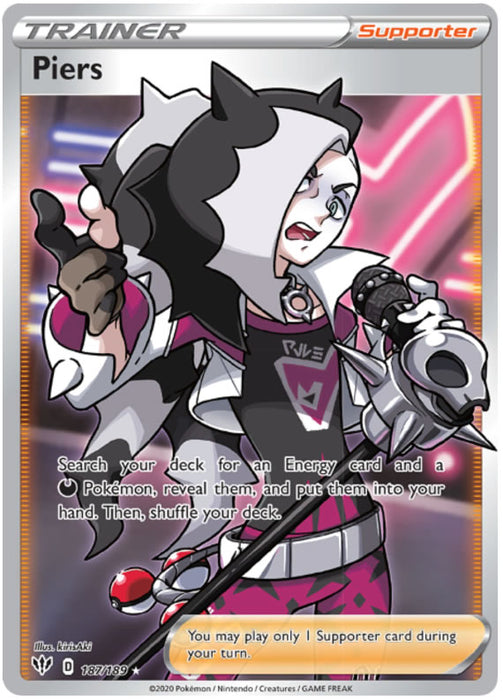 Piers 187/189 Full Art Ultra Rare Pokemon Card (Darkness Ablaze)