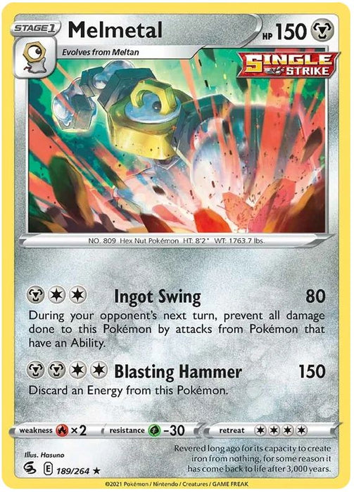 Melmetal 189/264 Rare Holo Pokemon Card (SWSH Fusion Strike)